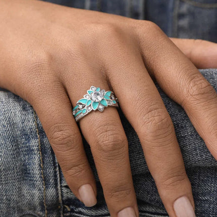 Oil-drop Ring With A Flower Design For Women