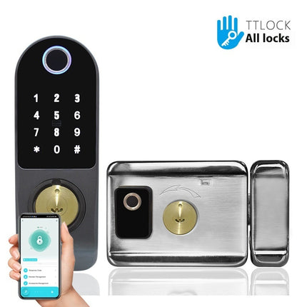 Old-fashioned Iron Door Outer Installation Fingerprint Lock