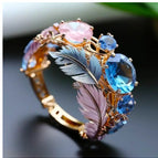 Feather colored diamond ring / Adjustable