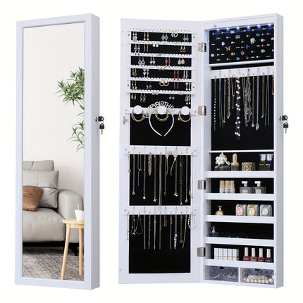 47.2"" Wall Mounted Organizer With Lockable Full-Length Mirror Perfect for Bedroom