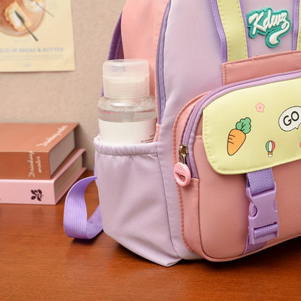 Customizable name, cute cartoon bunny/ astronaut design backpack with detachable small wallet