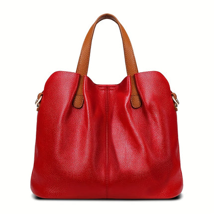 Luxury Genuine Genuine Leather Tote Bag for Women - Large Capacity, Two