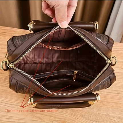 Designer-Inspired Boston Handbag for Women, Large Capacity Shoulder Bag with Zipper Closure