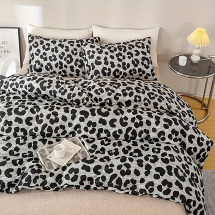 3pcs Leopard Print Duvet Cover Set - & Animal Print, Zipper Closure, Machine Washable