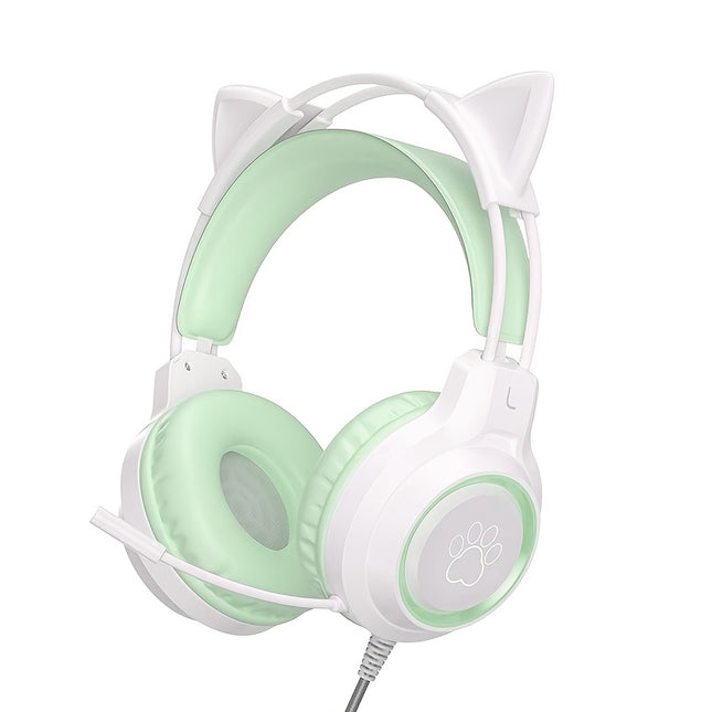New Wired Cat Ear Headset Light Up Gaming Computer Cute Headset-Multi-colour-1pc