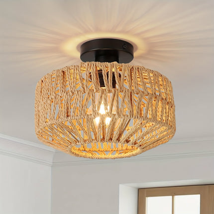 Unique handwoven lamp, ceiling light, holiday gift lamp, elegant bohemian-style chandelier