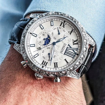Luxury Vintage Relief Men'S Watch Case Featuring a Sophisticated Design with Automatic Mechanical Movement,