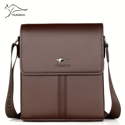 1pc Genuine Men's Shoulder Bag, Large Capacity Casual Crossbody Bag for Travel, Adjustable Strap,