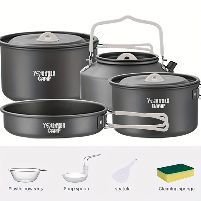 Camping Cookware] 12pcs Lightweight Non-Stick Camping Cookware Set - Aluminum