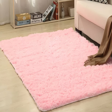 1pc Plush Thickened Area Mat - Non-Slip, Machine Washable, Soft Pink Faux Fur Mat for Bedroom,