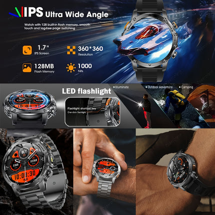Smartwatch with a 1000Mah Large Battery, LED Flashlight, Wireless Calling, Voice Assistant, Multifunction