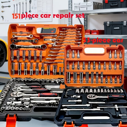 53/151pcs High-Quality Ultimate Edition Ratchet Wrench Multi-Function Tool Set - Professional Automotive Repair