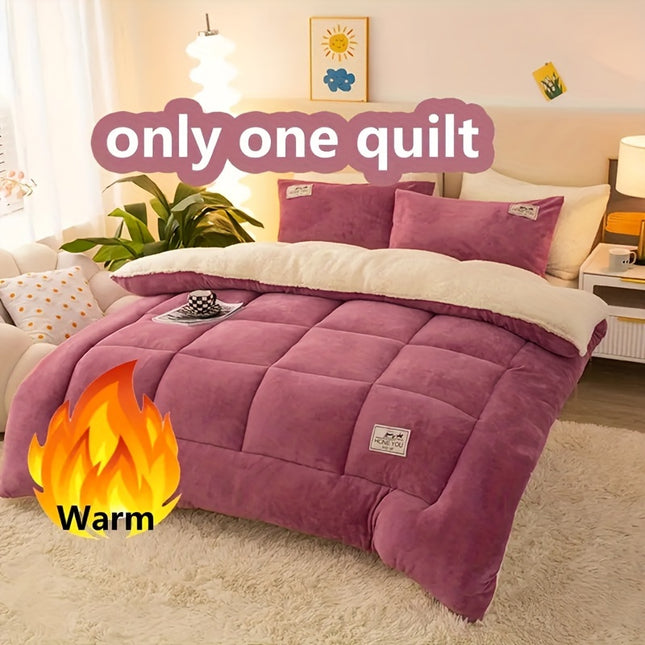 1pc Contemporary Quilted Fleece Blanket Ultra-Soft Plush Microfiber, Thick All-Season Warmth