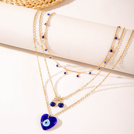 Vintage Grandmother Blue Green Pearl Multilayer Simplicity Necklace