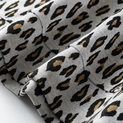 Beige Leopard Print Casual Tee and Pants 2pcs Outfit