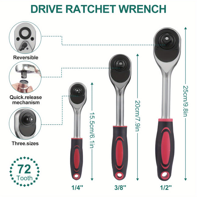 216pcs Wrench And Socket Set for Automotive, Marine, And Motorcycle Repairs with Ratchet And Spanners