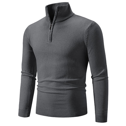 Zip-up Turtleneck Pullover Men's Long Sleeved Sweater