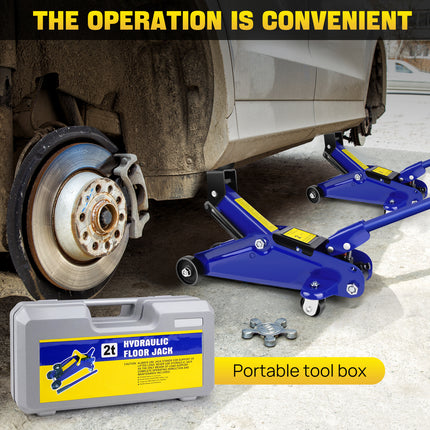 Hydraulic Rolling Heavy-Duty Jack - 2 Tons - Low Profile - for Car, Utility & Garage - Tire Repair/Repair