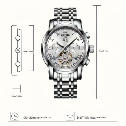 Luxury Brand Sports Casual Mechanical Watch with Transparent Back, Automatic Winding,