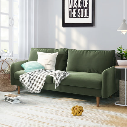 Sofa For Small Spaces, Modern Army Green Fabric Couch With Plush Comfort