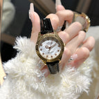 Rose Shell Black Leather