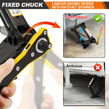 Scissor Jack for Car, 2Ton Car Lifting Scissor Jack with Ratchet, Heavy Duty Steel Scissor Jack