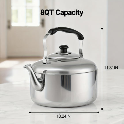 Stainless Steel Tea Kettle with Cool-Touch Handle, Classic Whistle All Stove Compatible,