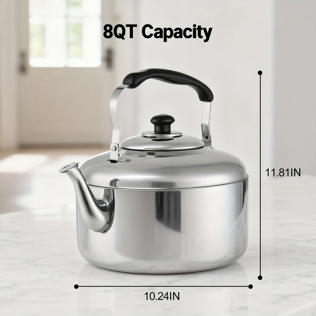 Stainless Steel Tea Kettle with Cool-Touch Handle, Classic Whistle All Stove Compatible,