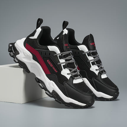 Trendy Casual Streetwear Low-Top Sneakers with Geometric and Letter Print, Lace-Up Closure,
