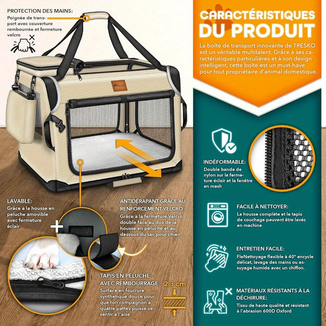 XXL Foldable Pet Carrier Crate for Dogs & Cats - Durable Tear-Resistant Material