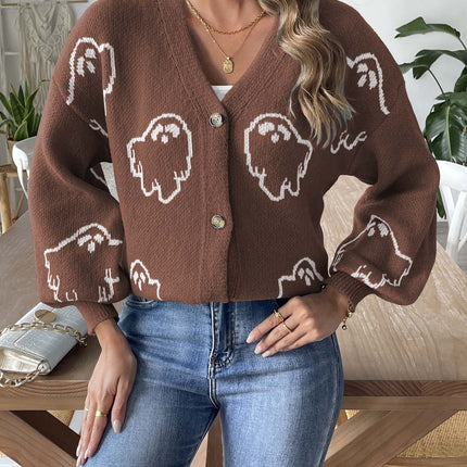 Halloween Sweater Coat Women's Loose Casual Button Sweater