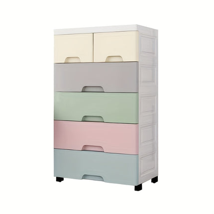 6-Drawer Large Capacity Storage Cabinet with Wheels - Durable Organizer for Non-Waterproof Clothes