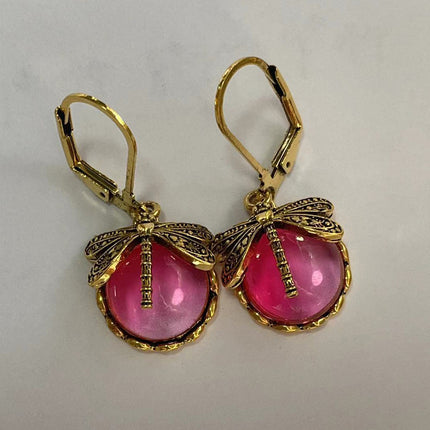 Fashion Jewelry Women's Earrings Hanging Vintage Dragonfly Pendant Earring Boho Chakra Blue Moonstone Drop Earrings For Women Wedding Charm Ethnic Jewellery