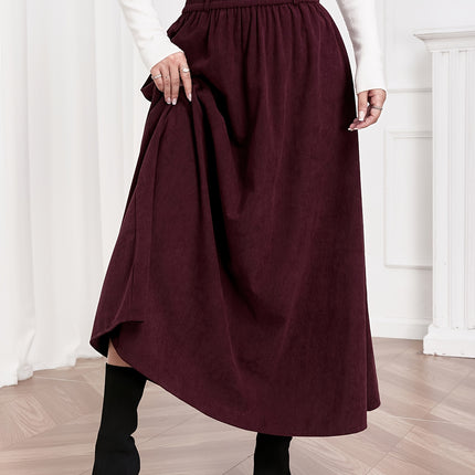Women's A-Line Maxi Skirt with Umbrella Hem & Pleated Fullness - High-Waisted Long Skirts Suitable
