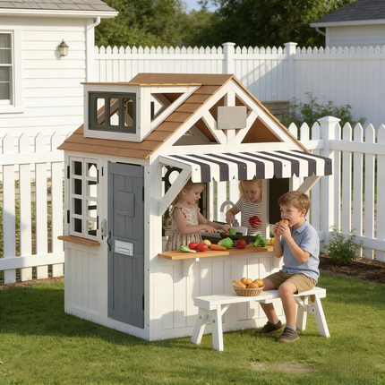 Comfortable Social Playhouse,Wooden Kids Playhouse,Outdoor Playhouse