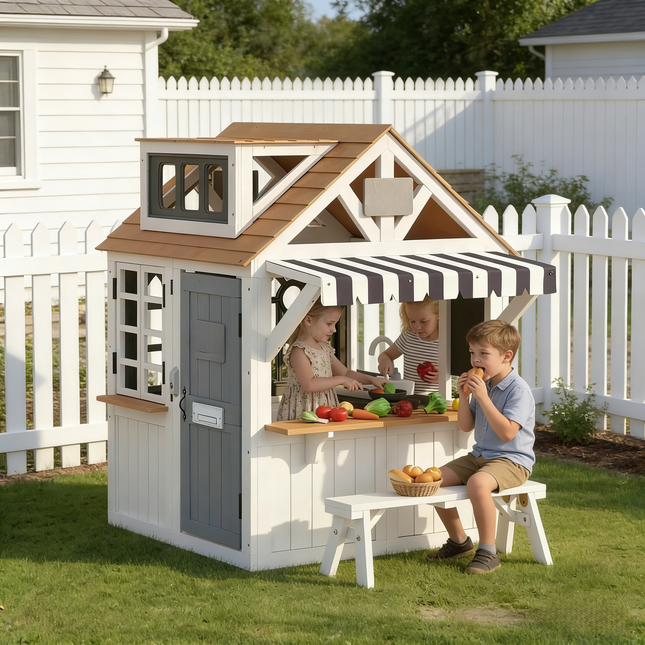 Comfortable Social Playhouse,Wooden Kids Playhouse,Outdoor Playhouse