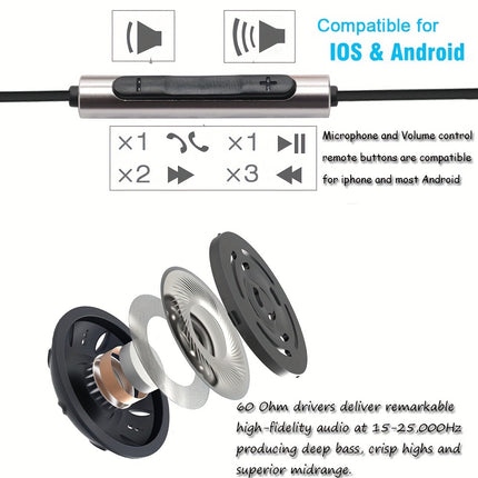 Headphones with Built-in Mic - Immersive Stereo Hifi Sound - Foldable, Portable
