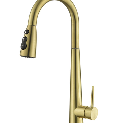 Gold Kitchen Faucets with Pull Down Sprayer, Kitchen Sink Faucet with Pull Out Sprayer, Fingerprint Resistant, Single Hole Deck Mount, Single Handle Copper Kitchen Faucet,