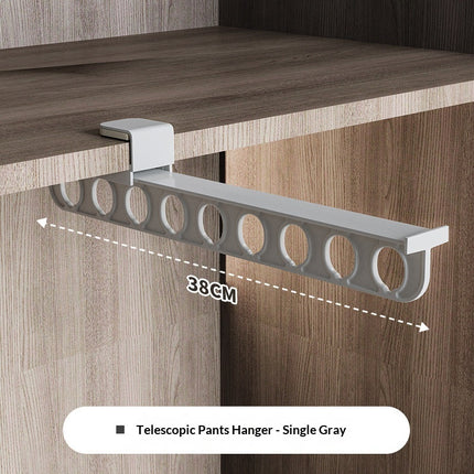 Space-saving No-drilling Home Pull-out Slide Rail Pants Rack For Storage
