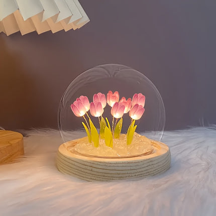 10pcs Tulip Night Light Set - Bedroom Artistic Floral Decoration, Luminous Tabletop Embellishment