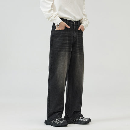 Men And Women Washed-out Vintage Wide-leg Pants