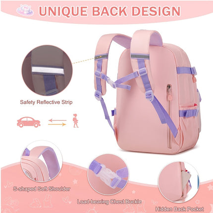 Girl's Backpack Three-Piece Set, Cute Rabbit Backpack for Kids, School Bag, Shoulder Bag