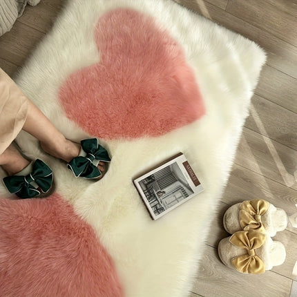 Long Plush Color Block Mat, Luxurious Soft Faux Fur Mat, Fluffy and Cozy,