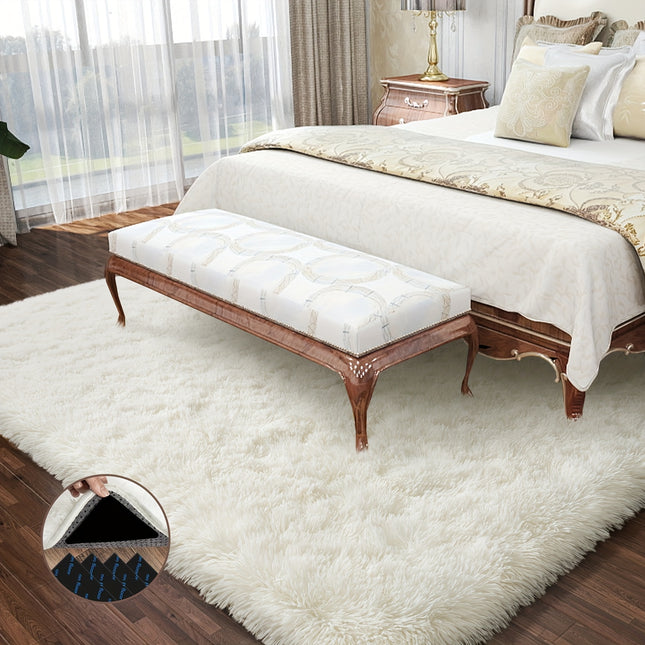 New ultra-soft Nordic long-haired carpet, white and black, pet-friendly, non-slip