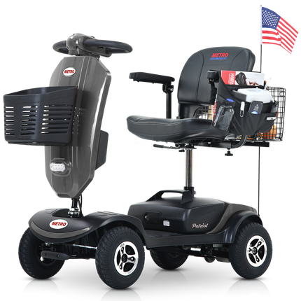 Outdoor compact mobility scooter with windshield ,300W Motor, Travel - Long Range Power Extended Battery with Cup holders & USB charger port, GREY
