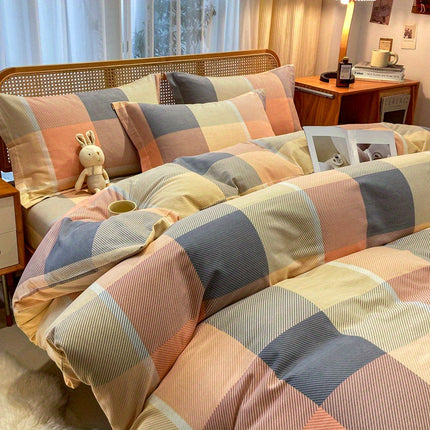 3pcs Geometric Pattern Quilted Bedding Set, Warm and Comfortable, All-Season Use