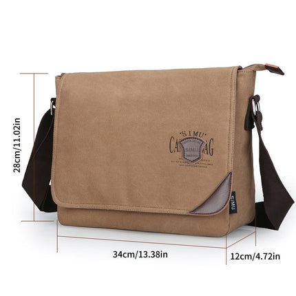 Men's Canvas Messenger Bag - Large Capacity, Adjustable Strap, Casual Flip-Top Shoulder Satchel