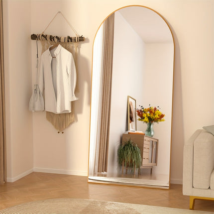 Full Length Mirror, Floor Mirror With Stand, Leaning Wall Mounted Floor Standing Mirror With Aluminum
