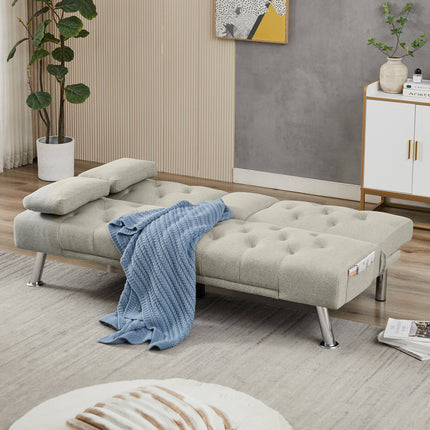 Futon Sofa Bed, Convertible Couch Bed Loveseat, Modern Futon Recliner Sleeper, Small Lazy Futon