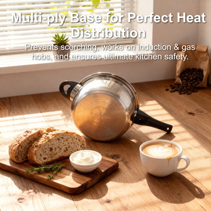28cm/ 30cm/ 32cm Stainless Steel Pressure Cooker - Heat-Resistant Handle & Safety Valve
